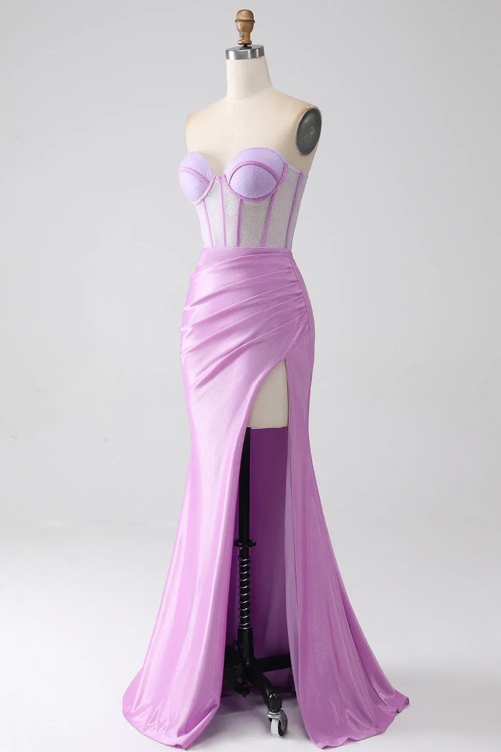 Lilac Mermaid Strapless Corset Prom Dress with Slit sold by Zapaka product image thumbnail 3