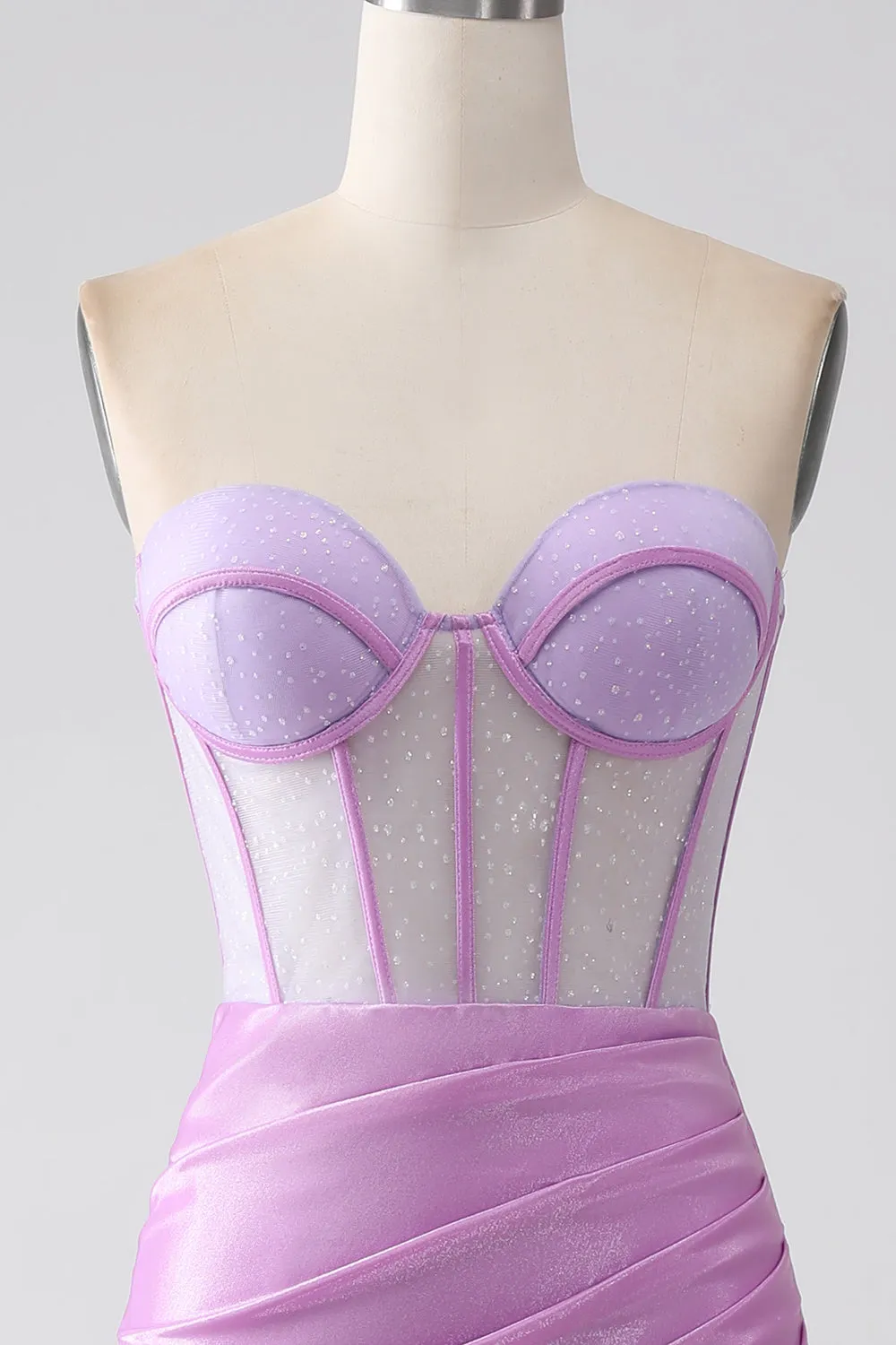 Lilac Mermaid Strapless Corset Prom Dress with Slit sold by Zapaka product image thumbnail 4