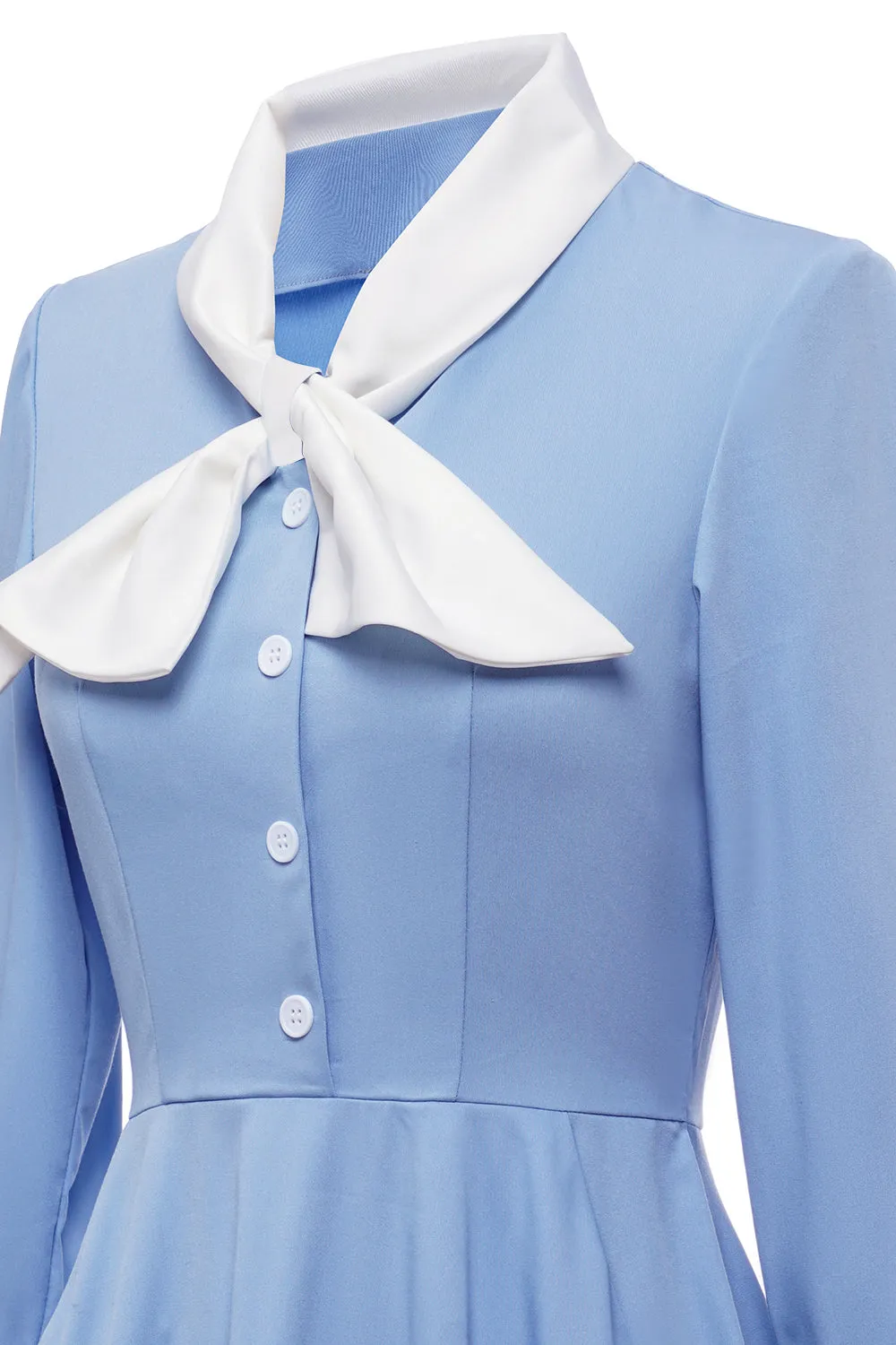 Blue Button Vintage 1950s Dress with Bowknot sold by Zapaka product image thumbnail 5