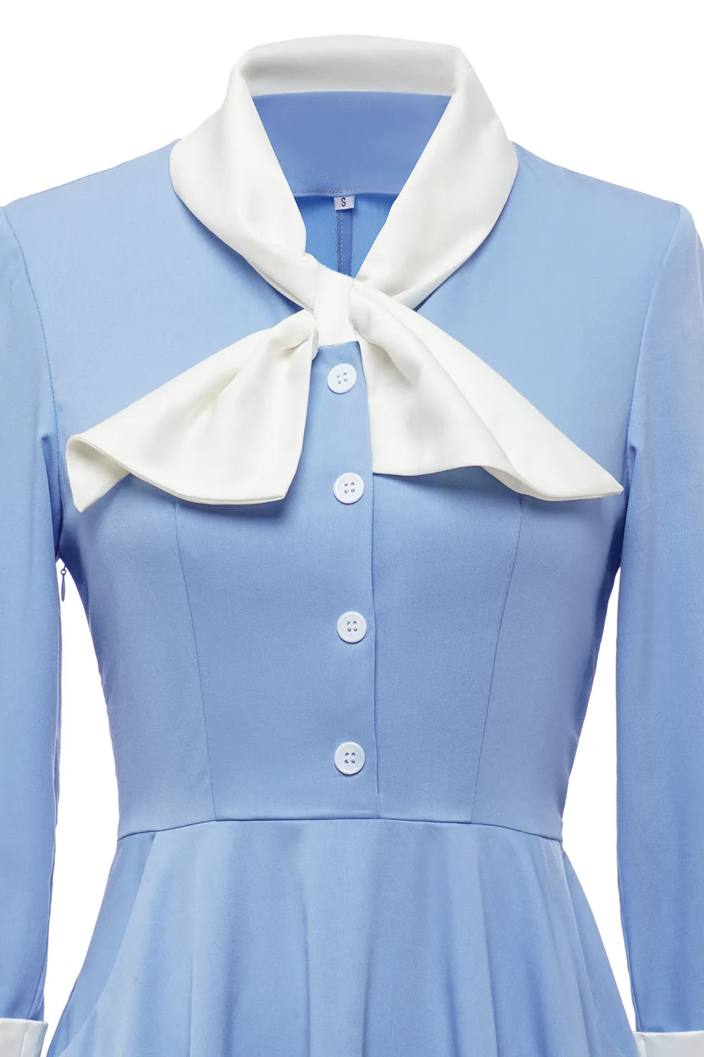 Blue Button Vintage 1950s Dress with Bowknot sold by Zapaka product image thumbnail 4
