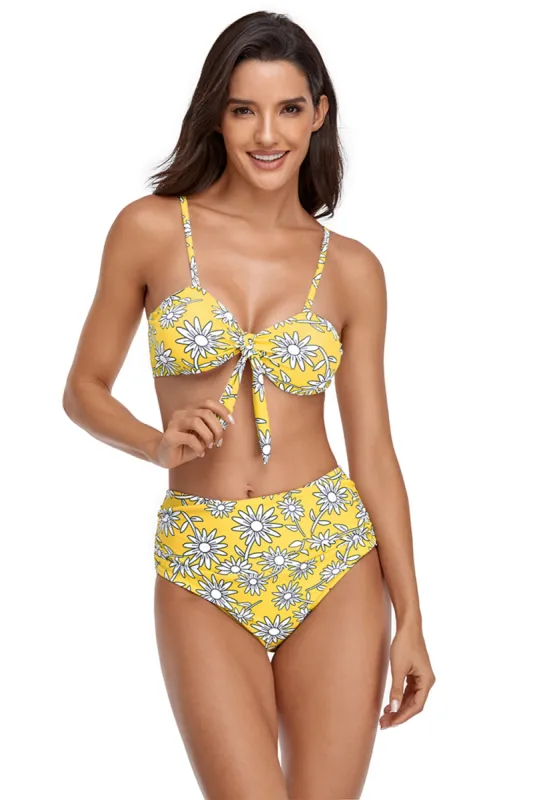 Printed Tie Knotted High Waist Bikini sold by Zapaka