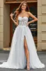 Ivory A-Line Spaghetti Straps Corset Lace Tulle Long Wedding Dress sold by Zapaka