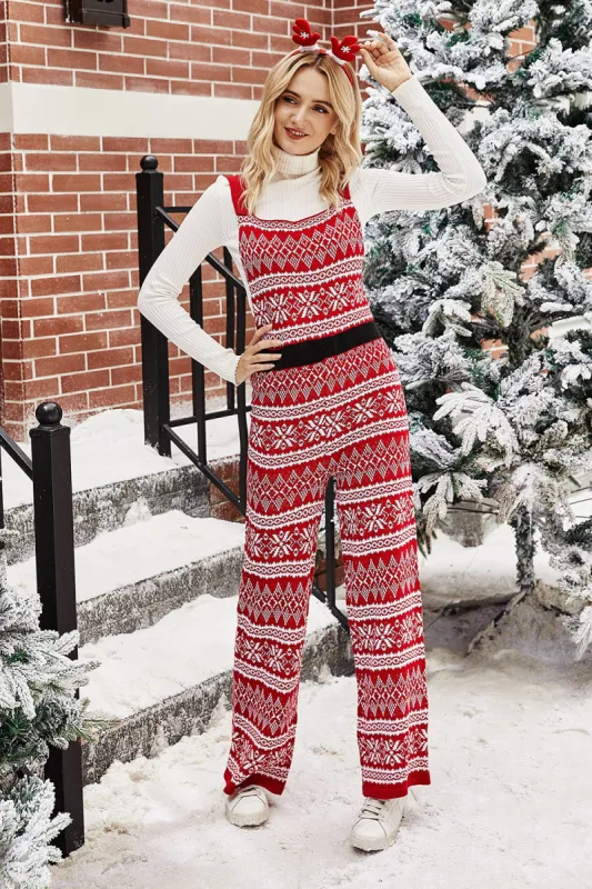Christmas Red Snowflake Knitted Jumpsuits sold by Zapaka