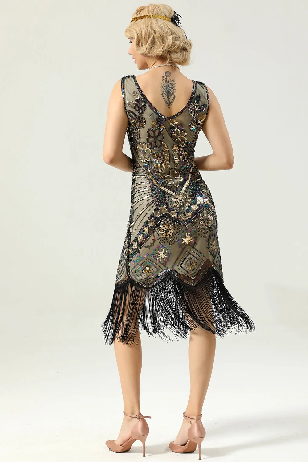 Golden Fringe 1920s Dress sold by Zapaka product image thumbnail 2