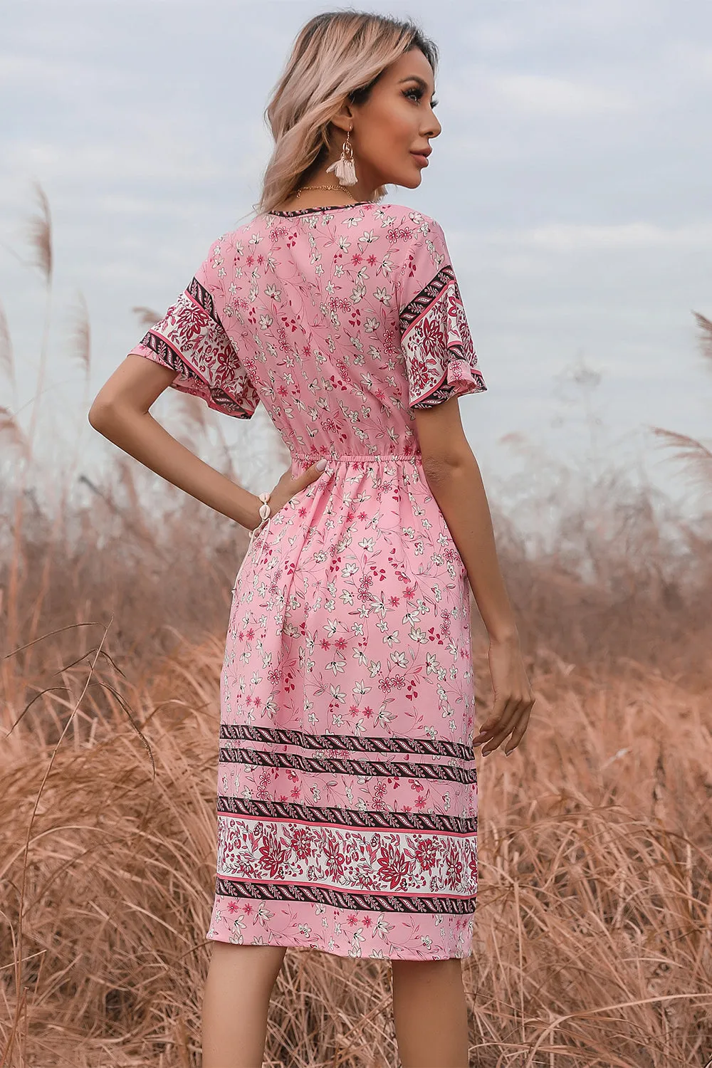 Pink Floral Print Summer Dress sold by Zapaka product image thumbnail 2