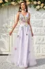 A Line Deep V Neck Lavender Long Prom Dress with Open Back sold by Zapaka