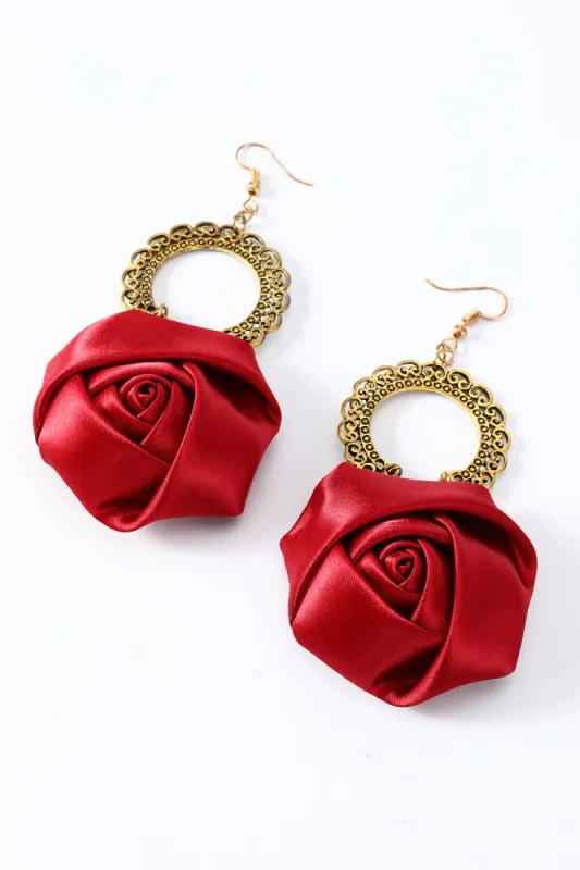Red Women Halloween Earrings with Flowers sold by Zapaka