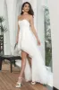 Cute White Sweetheart High Low Flower Midi Graduation Dress sold by Zapaka