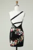 One Shoulder Black Sequin Beading Homecoming Dress sold by Zapaka