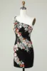 One Shoulder Black Sequin Beading Homecoming Dress sold by Zapaka