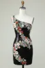 One Shoulder Black Sequin Beading Homecoming Dress sold by Zapaka