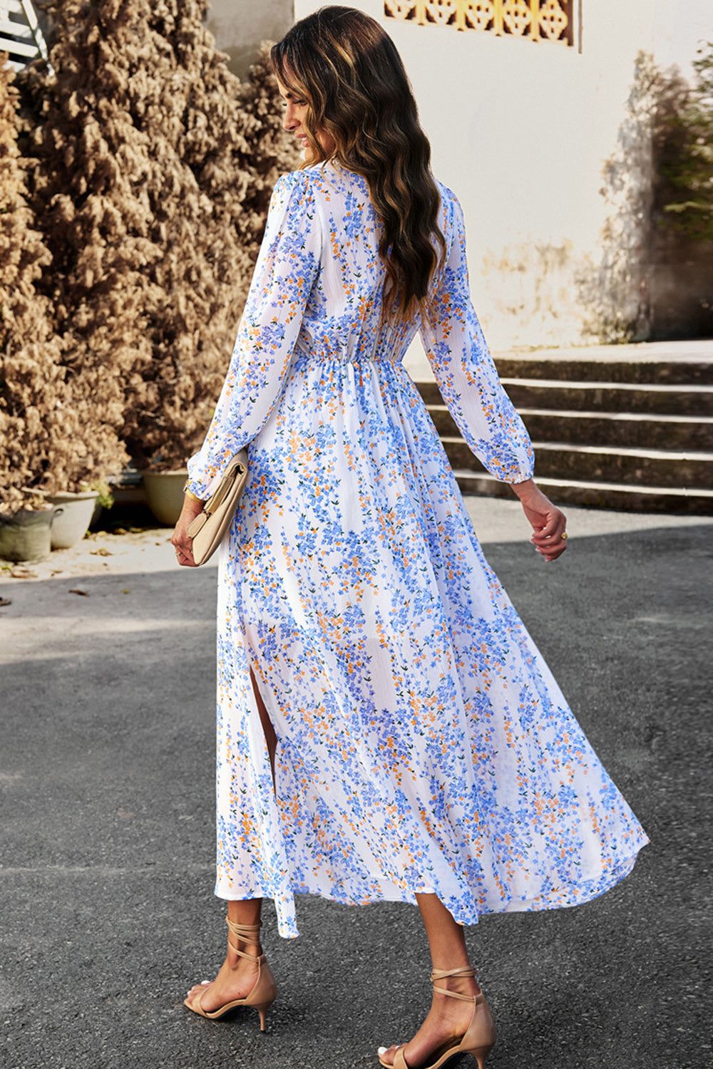 Black Print Long Sleeves Casual Dress with Slit sold by Zapaka product image thumbnail 5