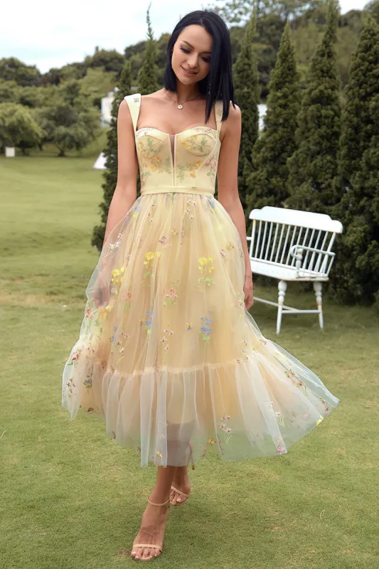 Champagne Long Prom Dress with Embroidery sold by Zapaka
