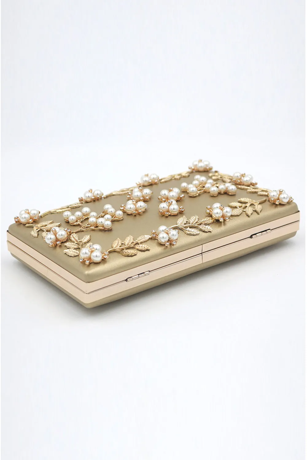 Golden Beaded Pearls Party Clutch sold by Zapaka product image thumbnail 3