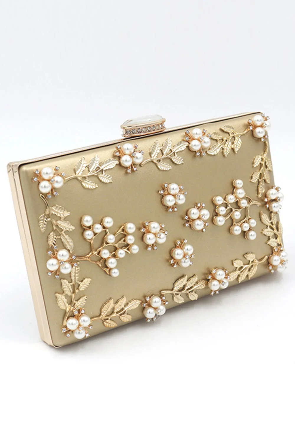Golden Beaded Pearls Party Clutch sold by Zapaka product image thumbnail 4