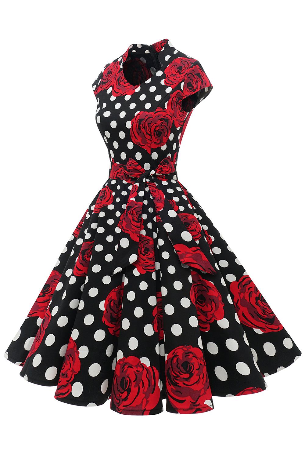 Red Polka Dots Floral Vintage Dress sold by Zapaka product image thumbnail 3