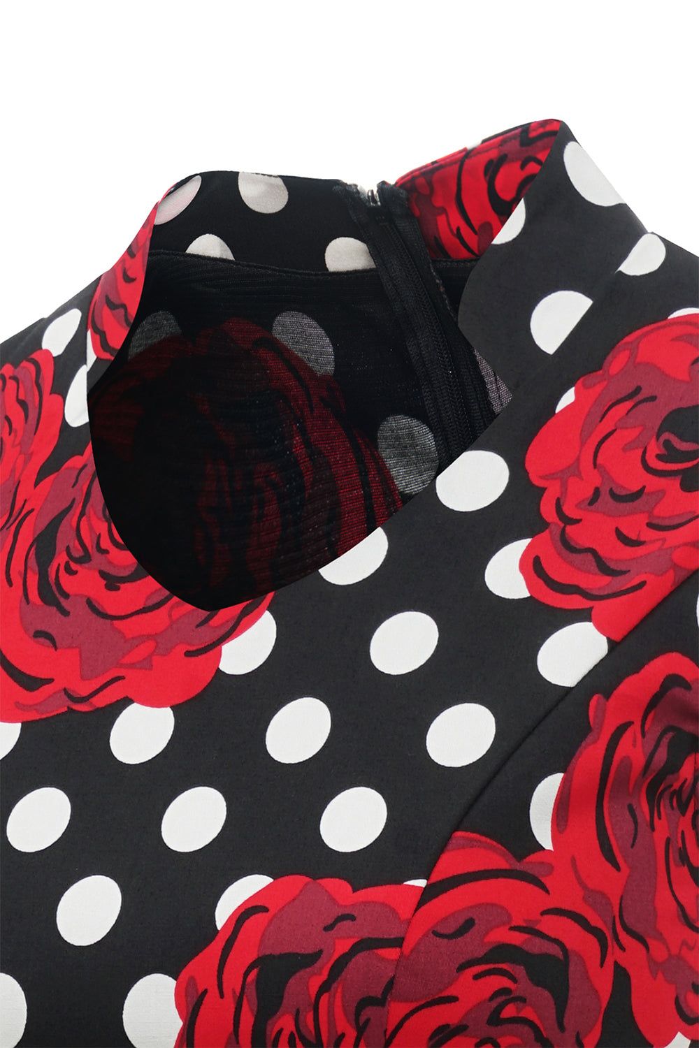 Red Polka Dots Floral Vintage Dress sold by Zapaka product image thumbnail 4