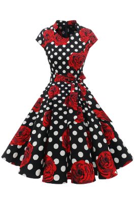 Red Polka Dots Floral Vintage Dress sold by Zapaka