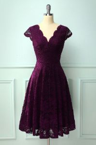 Grape V Neck Midi Lace sold by Zapaka