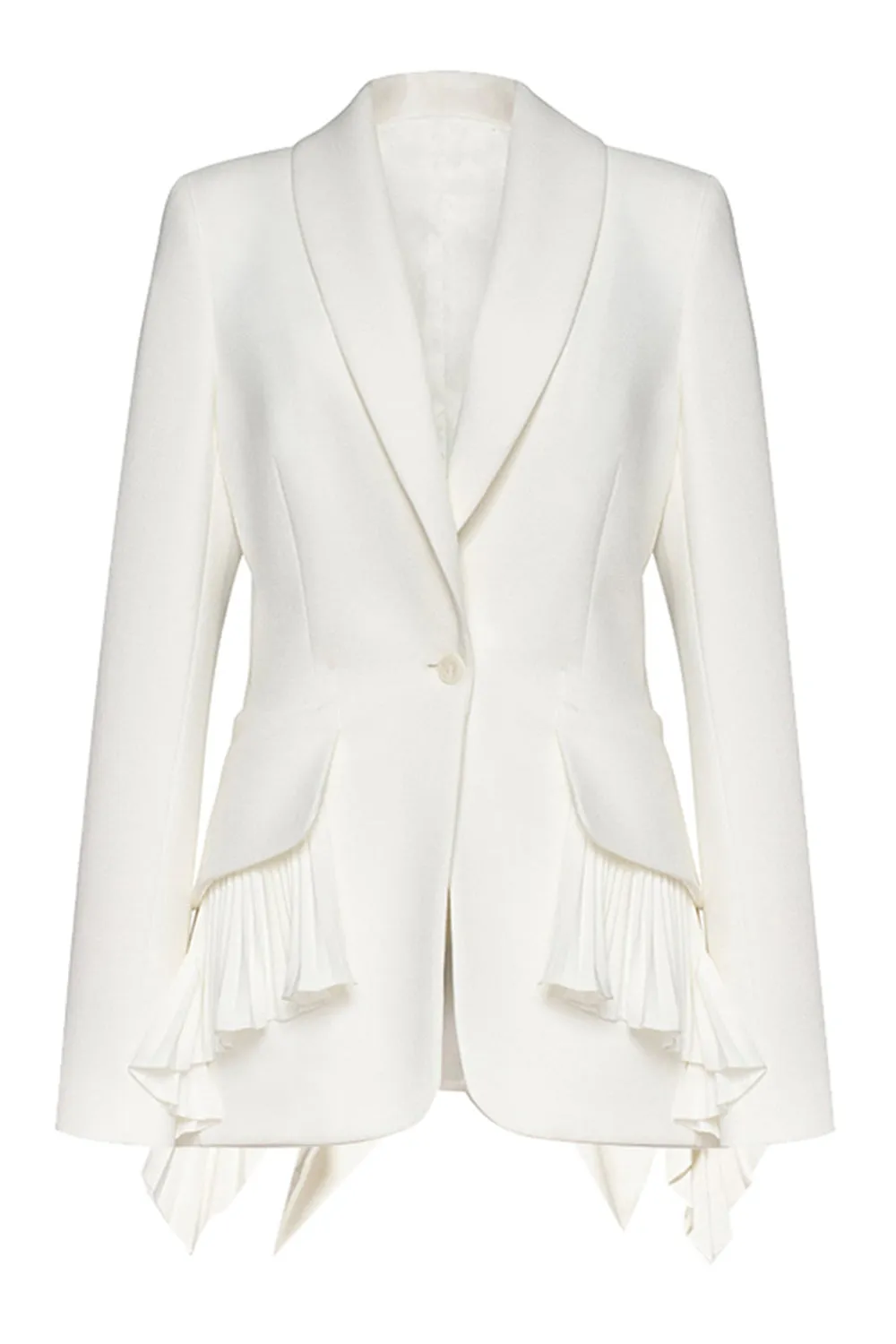 Black Long Sleeves Shawl Lapel Ruffled Women's Blazer sold by Zapaka product image thumbnail 3