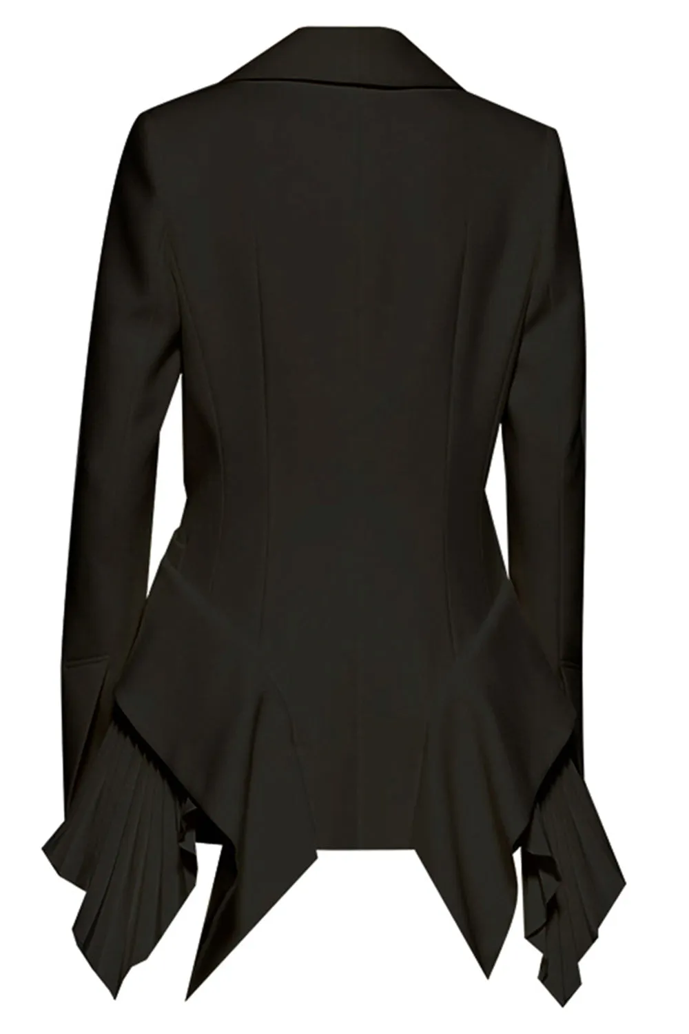 Black Long Sleeves Shawl Lapel Ruffled Women's Blazer sold by Zapaka product image thumbnail 2