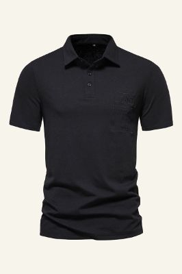Black Cotton Short Sleeves Casual Polo Shirt sold by Zapaka