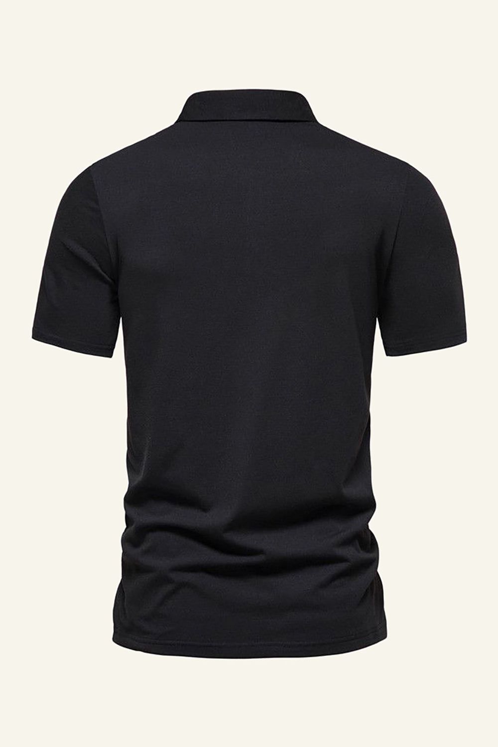 Black Cotton Short Sleeves Casual Polo Shirt sold by Zapaka product image thumbnail 2