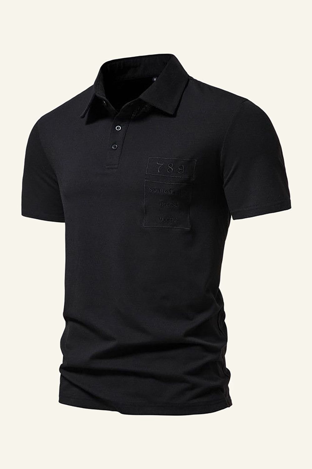 Black Cotton Short Sleeves Casual Polo Shirt sold by Zapaka product image thumbnail 3