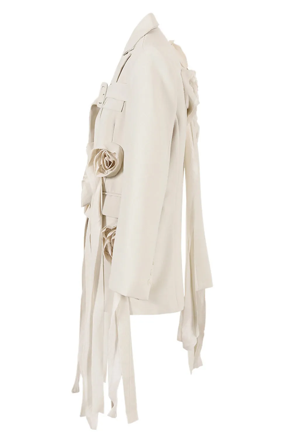 Ivory Floral Irregular Long Women Blazer sold by Zapaka product image thumbnail 3