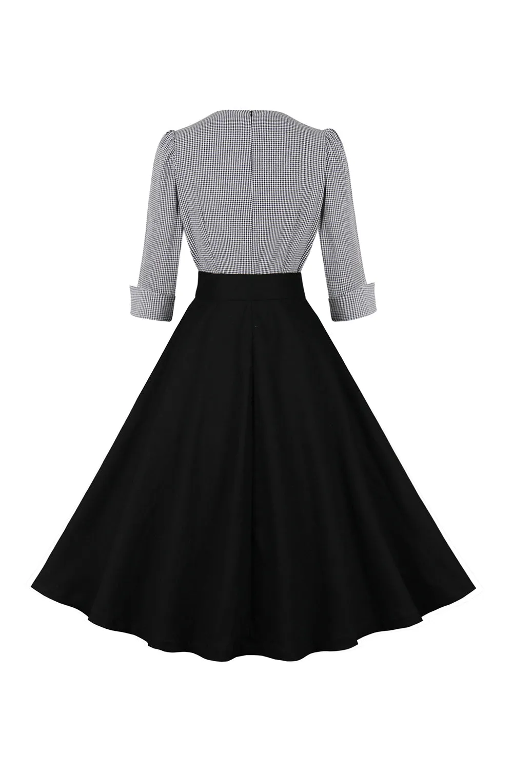 Long Sleeves Plaid Swing 1950s Dress with Belt sold by Zapaka product image thumbnail 2