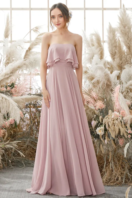 Elegant Strapless Chiffon Bridesmaid Dress sold by Zapaka