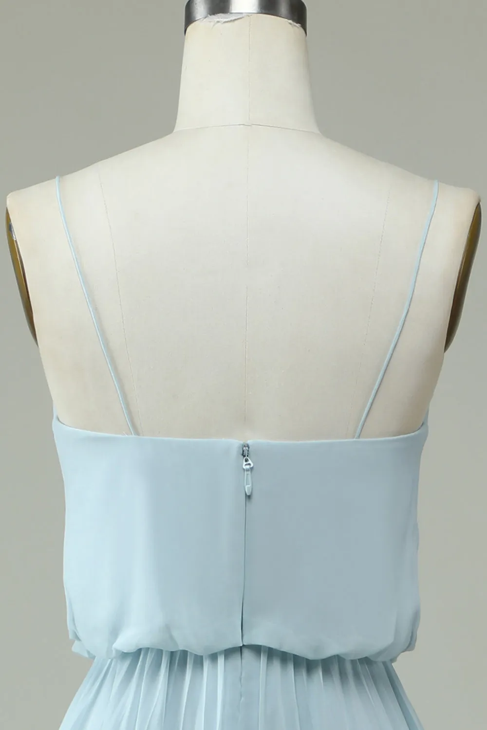 Chiffon Spaghetti Straps Sky Blue Long Bridesmaid Dress sold by Zapaka product image thumbnail 5