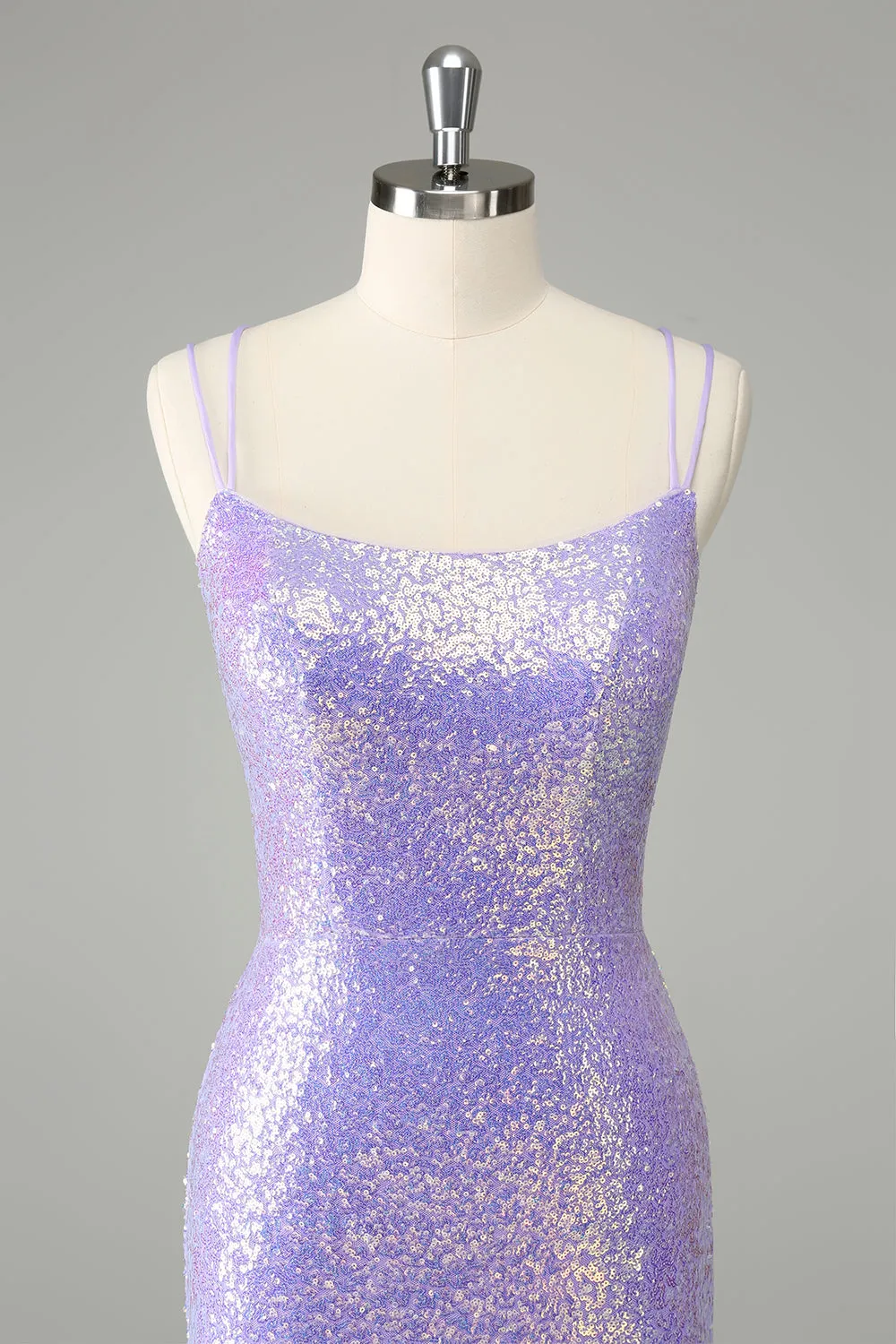 Unique Sparkly Lilac Tight Sequins Short Homecoming Dress with Tassels sold by Zapaka product image thumbnail 4