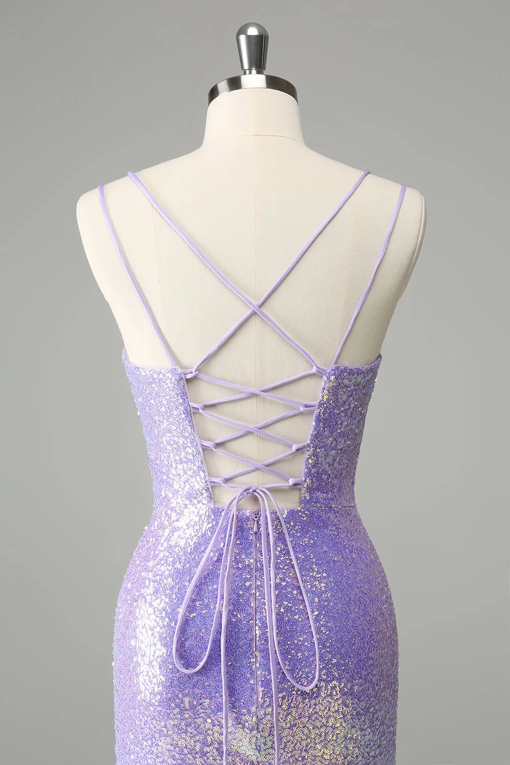 Unique Sparkly Lilac Tight Sequins Short Homecoming Dress with Tassels sold by Zapaka product image thumbnail 5