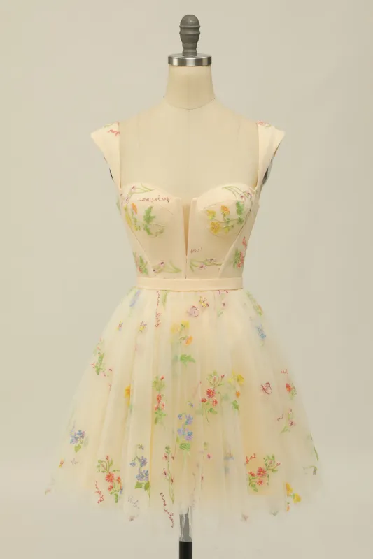 Cute A Line Sweetheart Champagne Short Homecoming Dress sold by Zapaka
