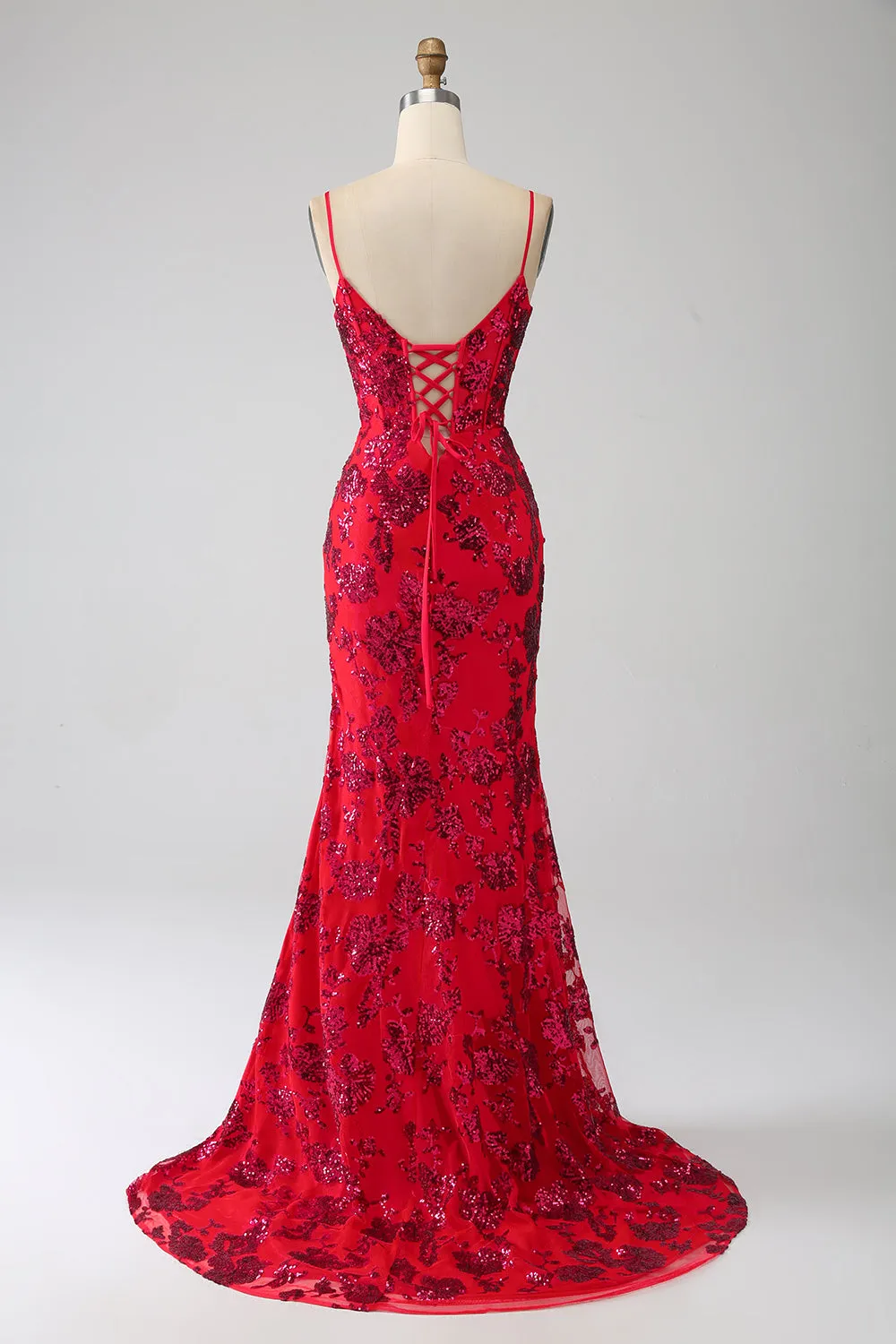 Mermaid Dark Red Sequins Prom Dress with Slit sold by Zapaka product image thumbnail 2