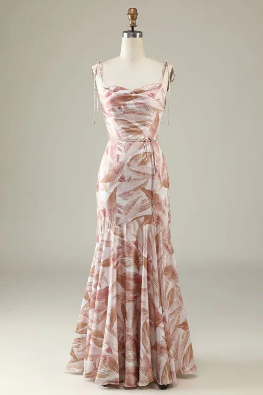 Blush Floral Boho Mermaid Bridesmaid Dress sold by Zapaka