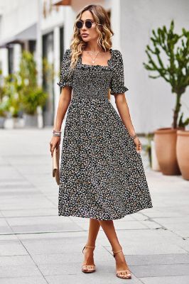 Floral Print Black Summer Dress sold by Zapaka