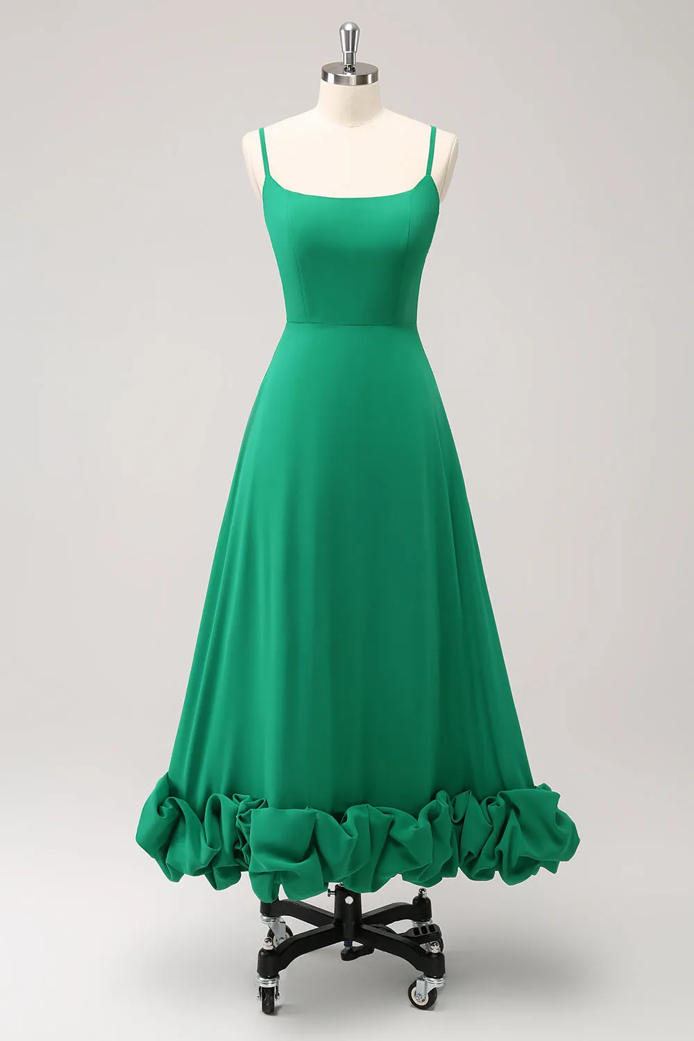 Elegant Green A Line Spaghetti Straps Bridesmaid Dress sold by Zapaka