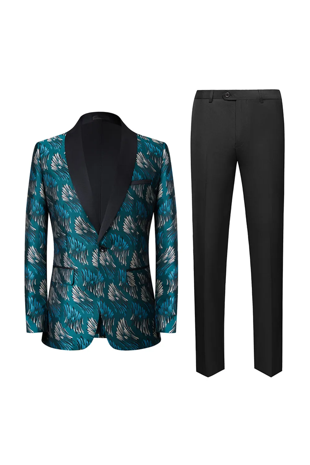 Peacock Green Shawl Lapel 2 Pieces Men's Suits sold by Zapaka