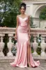 Blush Mermaid Spaghetti Straps Satin Long Prom Dress with Slit sold by Zapaka