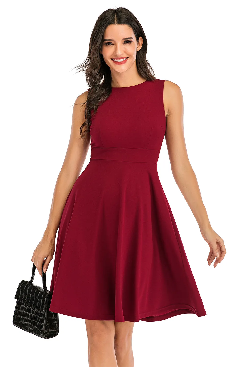 Burgundy Solid Vintage 1950s Dress sold by Zapaka product image thumbnail 3