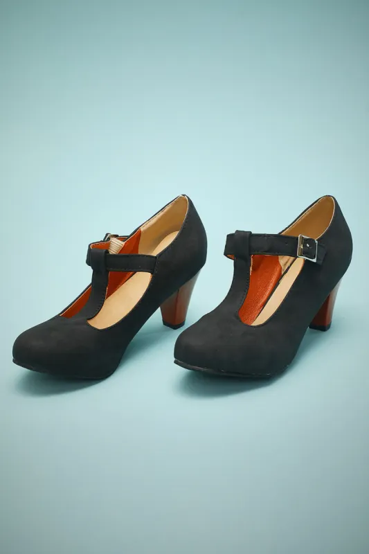 Retro T-Straps PU High Heels made by Zapaka