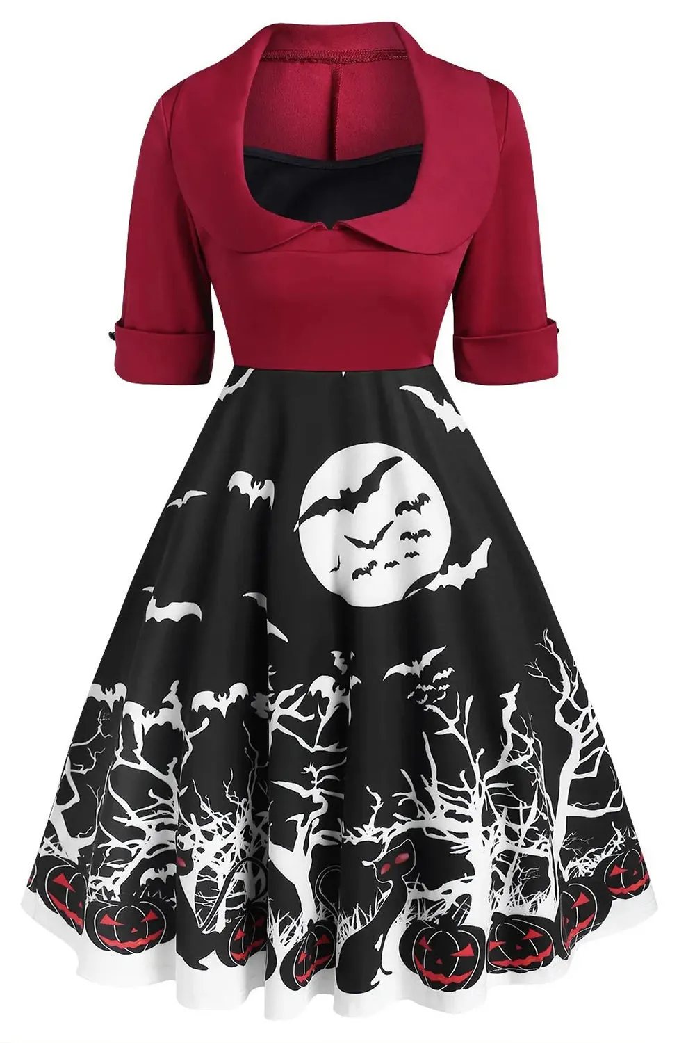 Orange Short Sleeves Vintage Halloween Dress sold by Zapaka product image thumbnail 4