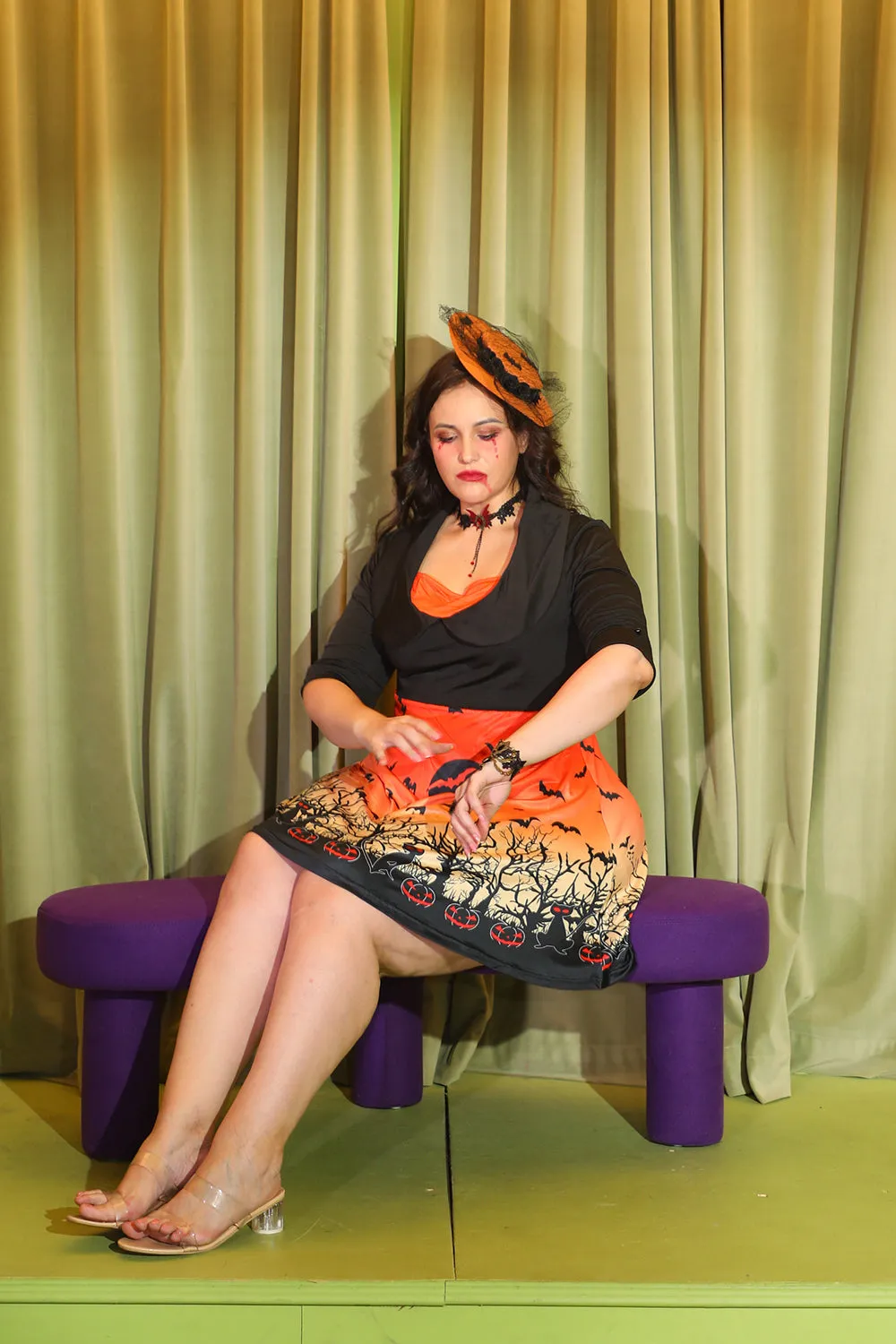 Orange Short Sleeves Vintage Halloween Dress sold by Zapaka