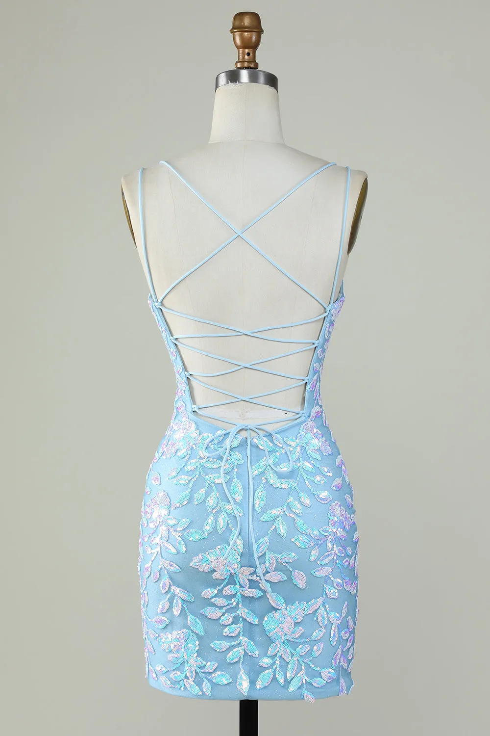 Sparkly Lace-Up Back Light Blue Homecoming Dress sold by Zapaka product image thumbnail 2