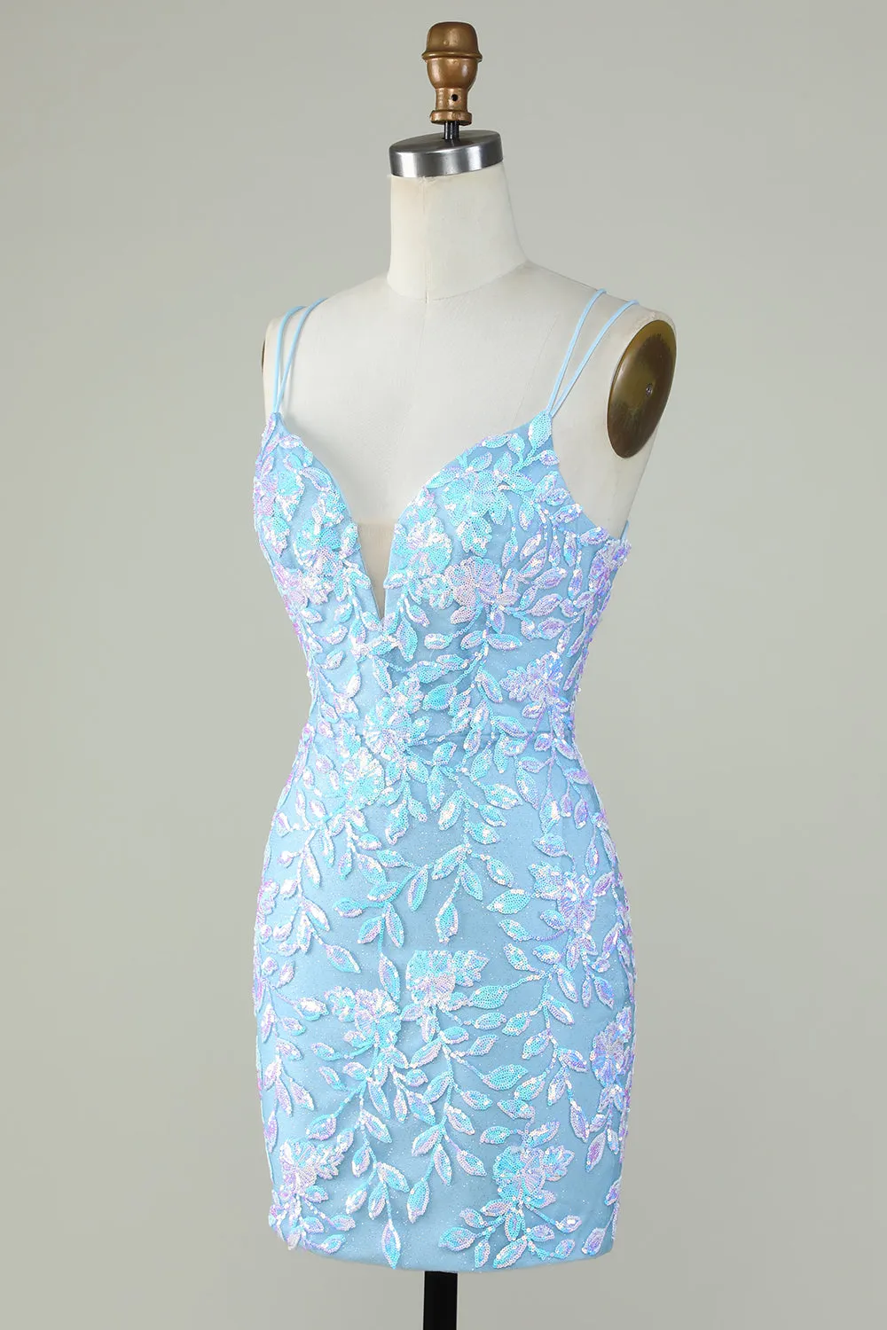 Sparkly Lace-Up Back Light Blue Homecoming Dress sold by Zapaka product image thumbnail 3