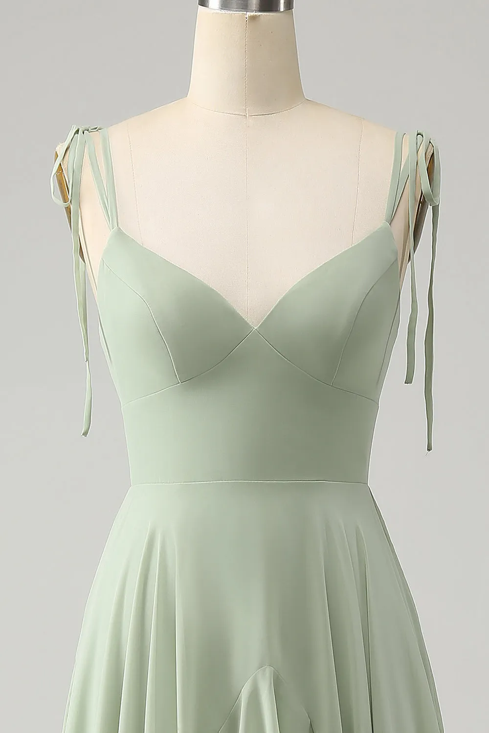 Matcha A-Line Spaghetti Straps Chiffon Bridesmaid Dress with Ruffles sold by Zapaka product image thumbnail 4