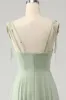 Matcha A-Line Spaghetti Straps Chiffon Bridesmaid Dress with Ruffles sold by Zapaka
