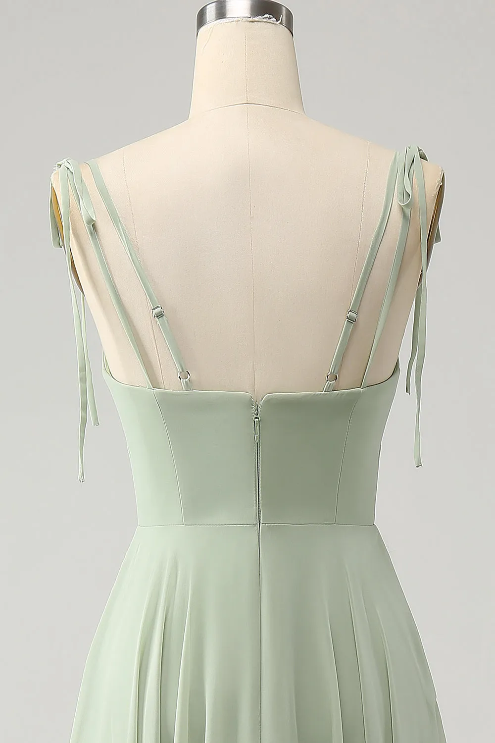 Matcha A-Line Spaghetti Straps Chiffon Bridesmaid Dress with Ruffles sold by Zapaka product image thumbnail 5